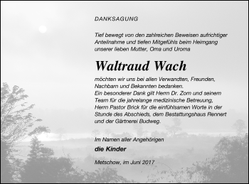 Traueranzeige von Waltraud Wach von Demminer Zeitung