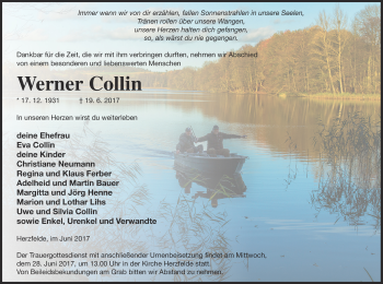 Traueranzeige von Werner Collin von Templiner Zeitung