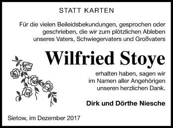 Traueranzeige von Wilfried Stoye von Müritz-Zeitung