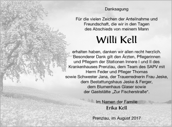 Traueranzeige von Willi Kell von Prenzlauer Zeitung