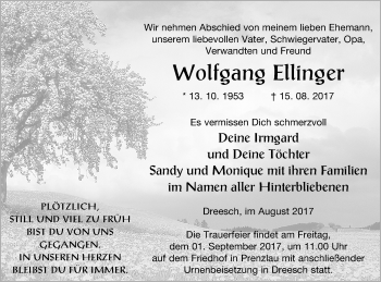 Traueranzeige von Wolfgang Ellinger von Prenzlauer Zeitung