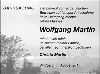 Traueranzeige von Wolfgang Martin von Neubrandenburger Zeitung