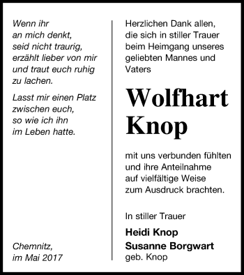 Traueranzeige von Wolfhart Knop von Neubrandenburger Zeitung