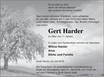 Traueranzeige von Gert Harder von Müritz-Zeitung