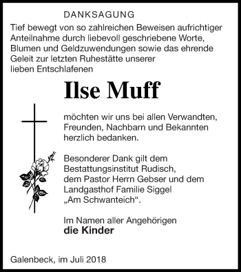 Traueranzeige von Ilse Muff von Mecklenburger Schweiz