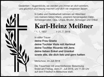 Traueranzeige von Karl-Heinz Meißner von Demminer Zeitung