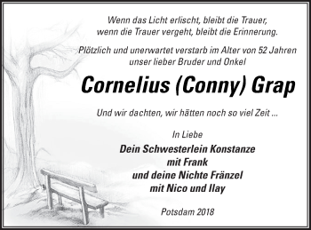 Traueranzeige von Cornelius Grap von Haff-Zeitung