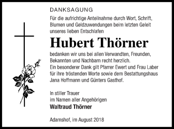 Traueranzeige von Hubert Thörner von Mecklenburger Schweiz