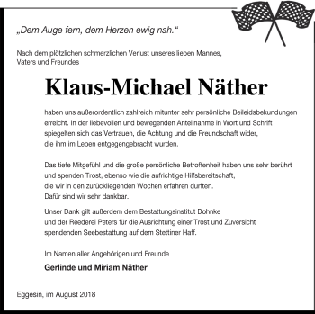 Traueranzeige von Klaus-Michael Näther von Haff-Zeitung