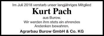 Traueranzeige von Kurt Pach von Treptower Tageblatt