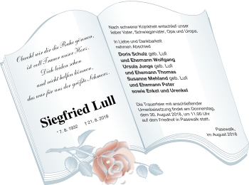 Traueranzeige von Siegfried Lull von Pasewalker Zeitung