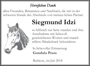 Traueranzeige von Siegmund Idzi von Vorpommern Kurier