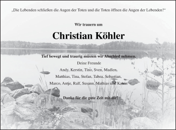 Traueranzeige von Christian Köhler von Müritz-Zeitung