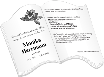 Traueranzeige von Monika Herrmann von Pasewalker Zeitung