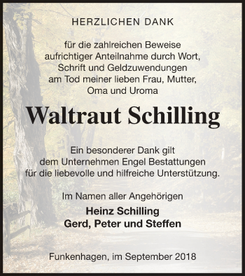 Traueranzeige von Waltraut Schilling von Templiner Zeitung