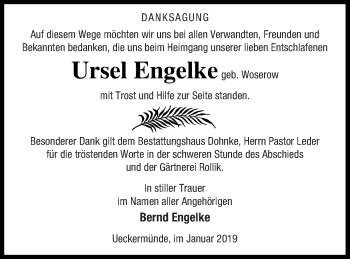 Traueranzeige von Bernd Engelke von Haff-Zeitung