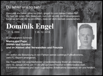 Traueranzeigen Von Dominik Engel Trauer Nordkurier