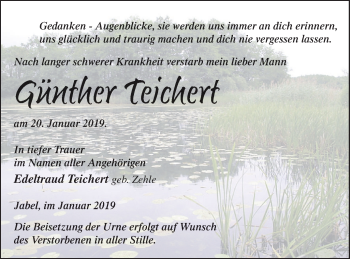 Traueranzeige von Günther Teichert von Müritz-Zeitung