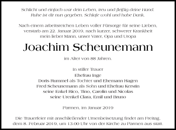 Traueranzeige von Joachim Scheunemann von Prenzlauer Zeitung