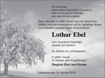 Traueranzeige von Lothar Ebel von Haff-Zeitung
