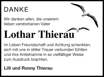 Traueranzeige von Lothar Thierau von Strelitzer Zeitung