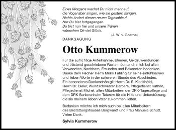 Traueranzeige von Otto Kummerow von Mecklenburger Schweiz