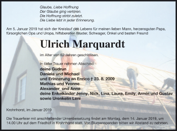 Traueranzeige von Ulrich Marquardt von Templiner Zeitung