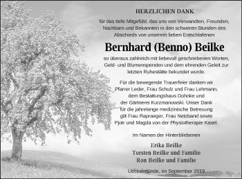Traueranzeige von Bernhard Beilke von Haff-Zeitung