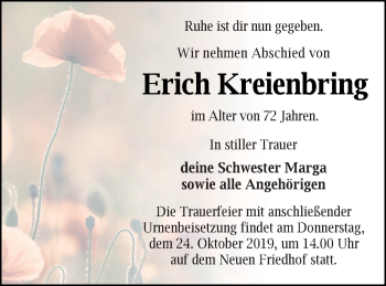 Traueranzeige von Erich Kreienbring von Neubrandenburger Zeitung