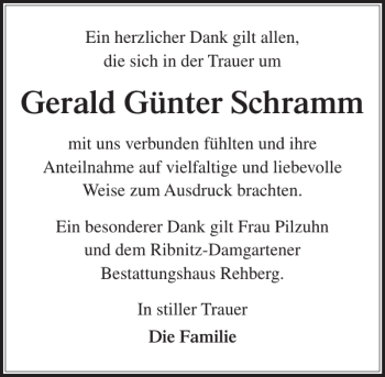 Traueranzeige von Gerald Günter Schramm von Norddeutsche Neueste Nachrichten