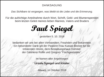 Traueranzeige von Paul Spiegel von Haff-Zeitung