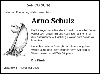 Traueranzeige von Arno Schulz von Müritz-Zeitung