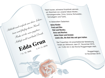 Traueranzeige von Edda Grun von Neubrandenburger Zeitung