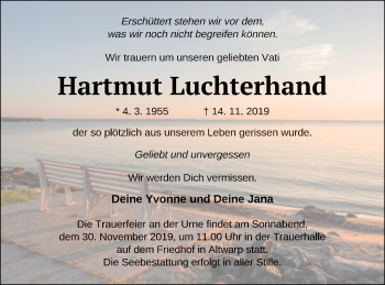 Traueranzeige von Hartmut Luchterhand von Haff-Zeitung