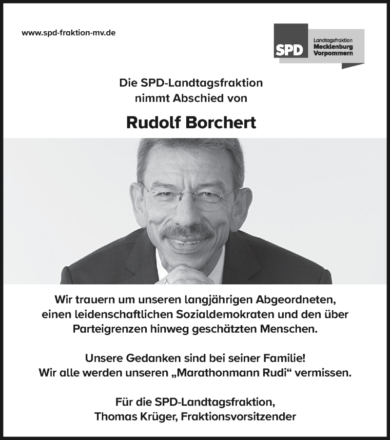  Traueranzeige für Rudolf Borchert vom 16.11.2019 aus Nordkurier Gesamtausgabe