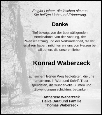 Traueranzeige von Konrad Waberzeck von Müritz-Zeitung