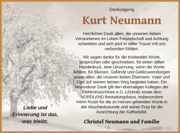 Traueranzeige von Kurt Neumann von Pasewalker Zeitung