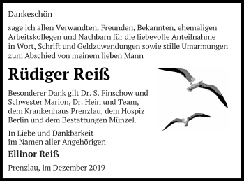 Traueranzeige von Rüdiger Reiß von Prenzlauer Zeitung