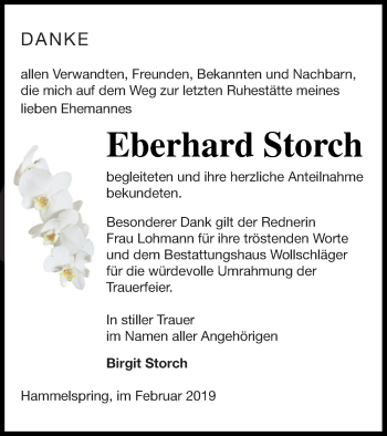 Traueranzeige von Eberhard Storch von Templiner Zeitung