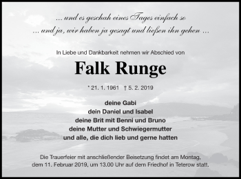Traueranzeige von Falk Runge von Mecklenburger Schweiz