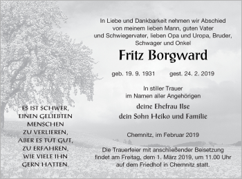 Traueranzeige von Fritz Borgward von Neubrandenburger Zeitung