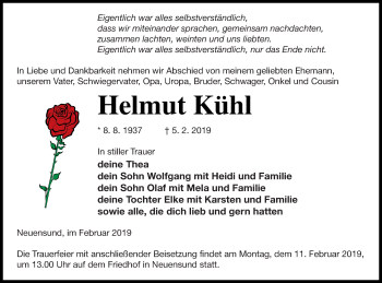 Traueranzeige von Helmut Kühl von Haff-Zeitung