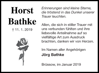 Traueranzeige von Horst Bathke von Templiner Zeitung