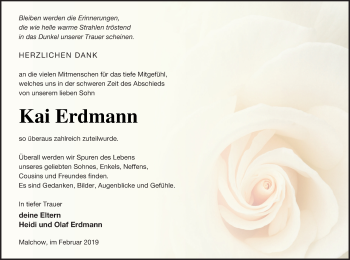 Traueranzeige von Kai Erdmann von Müritz-Zeitung