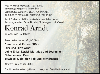 Traueranzeige von Konrad Arndt von Haff-Zeitung