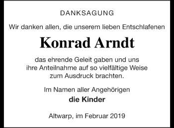 Traueranzeige von Konrad Arndt von Haff-Zeitung