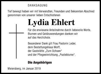 Traueranzeige von Lydia Ehlert von Haff-Zeitung