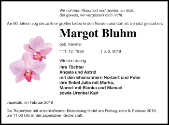 Traueranzeige von Margot Bluhm von Vorpommern Kurier