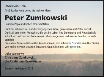 Traueranzeige von Peter Zumkowski von Haff-Zeitung