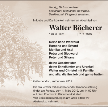 Traueranzeige von Walter Böcherer von Templiner Zeitung